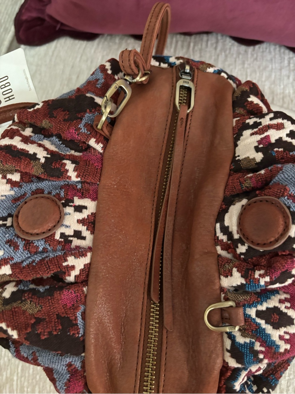 HOBO Darling Damask tapestry leather satchel handbag NWT - Picture 5 of 12